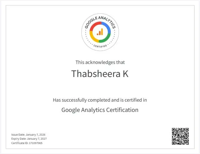 Digital Marketing Strategist in Kannur Semrush SEO Essentials certification by thabsheera k